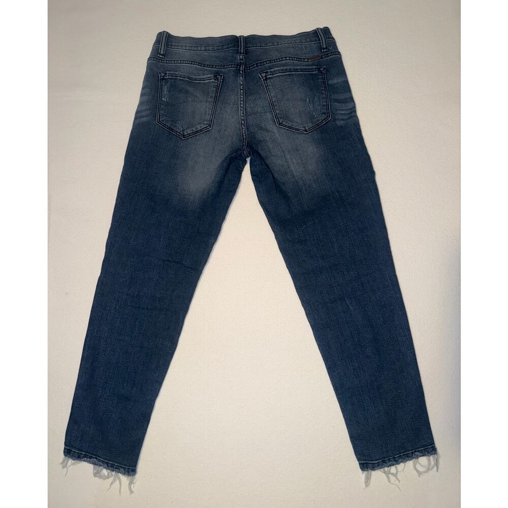 Kancan women’s distressed moto ankle raw hem blue jeans - Picture 4 of 15